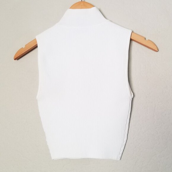 BABATON By Aritzia Sculpt Knit Mockneck Tank Size XS Ribbed Knit Crop White $68 - Picture 10 of 16
